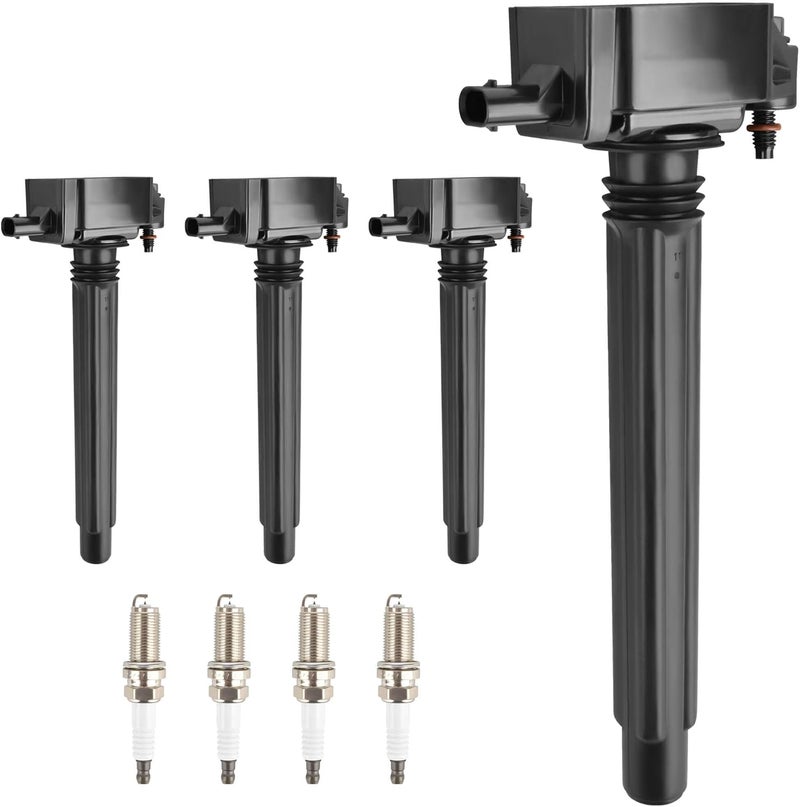 HYR Set of 4 Ignition Coil Pack and Iridium Spark Plugs Fit for 2.4L 2013-2021 Jeep Cherokee Compass Renegade Chrysler 200 Dodge Dart Fiat 500X Ram ProMaster City L4 Replaces UF751 - Image 1